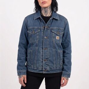 Vintage Carhartt Sherpa Lined Denim Jacket Light Distressed